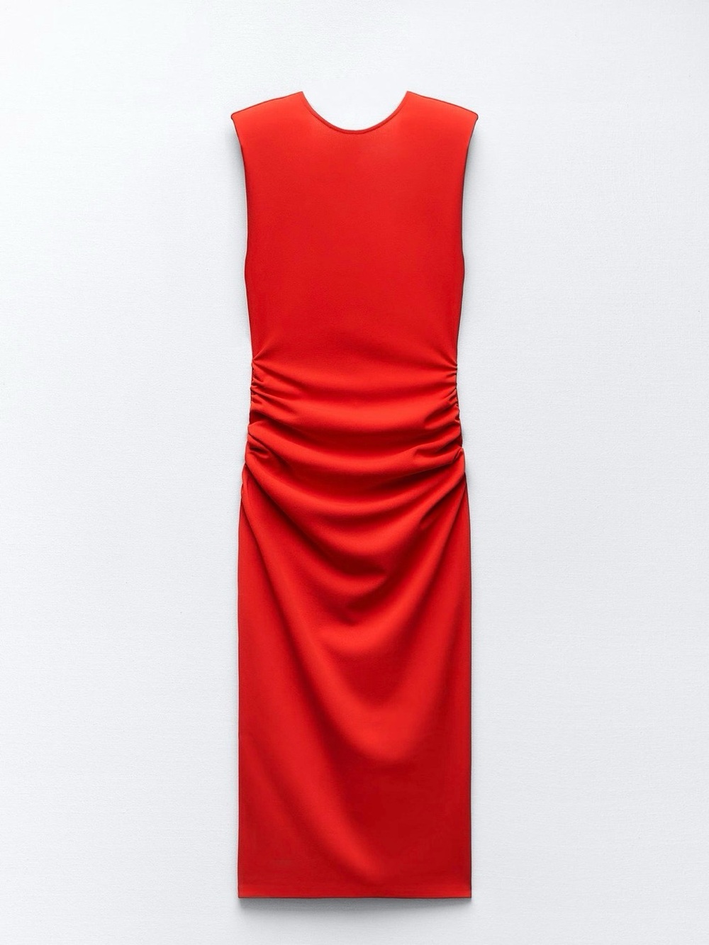 Zara Red Ruched shoulder pad Dress - Women